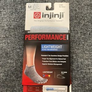Injinji Performance Lightweight No Show Toe Socks M 8-10.5